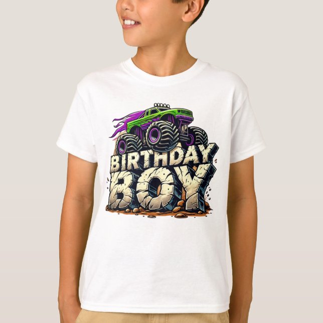 Camiseta Monster Truck Birthday Boy (Anverso)