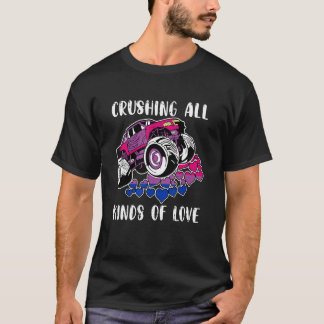 Camiseta Monster Truck Bisexual LGBT Q Retro Pride Heart Dr