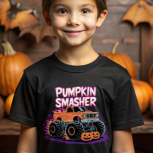 Camiseta Monster Truck Calabaza Smasher Para Niños Hallowee