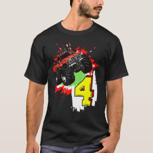 Camiseta Monster Truck Cumpleaños 4 años 4º Fiesta de cumpl