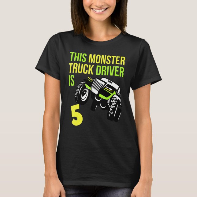 Camiseta Monster Truck Cumpleaños de 5 años (Anverso)