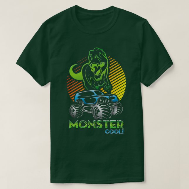 Camiseta Monster Truck Dino Cool Sunset 2 (Diseño del anverso)