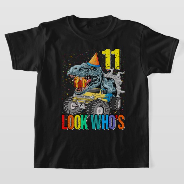 Camiseta Monster Truck Dinosaur 11th Birthday Tee for Boys, (Distribución)
