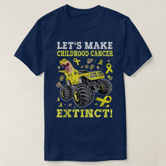 Camiseta Monster Truck Dinosaur Childhood Cancer Awareness  (Diseño del anverso)
