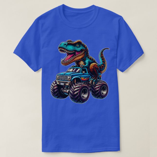 Camiseta Monster Truck Funny Design Riding T Rex Lover Anim (Diseño del anverso)