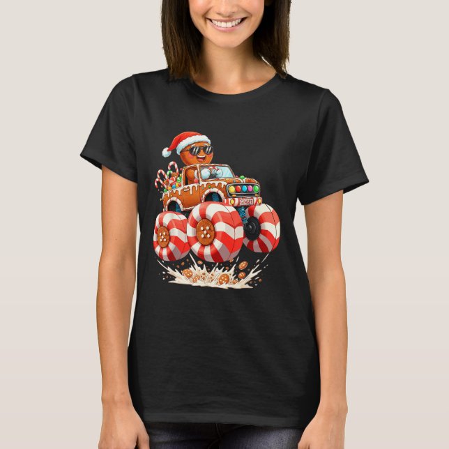 Camiseta Monster Truck Gingerbread Man Christmas  (Anverso)