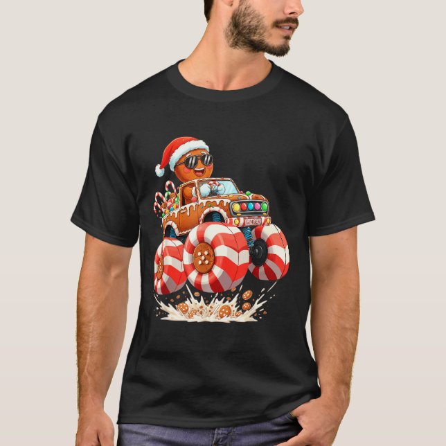 Camiseta Monster Truck Gingerbread Man Christmas  (Anverso)