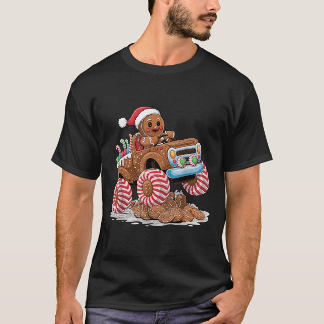 Camiseta Monster Truck Gingerbread Man Funny Christmas Baki (Anverso)