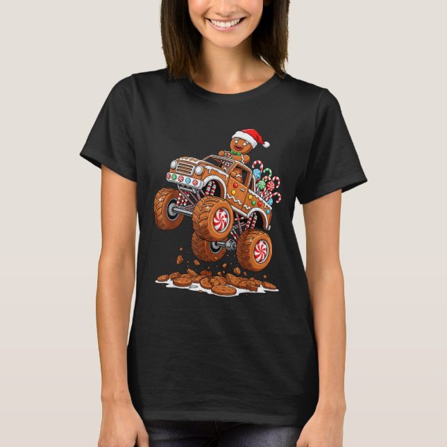Camiseta Monster Truck Gingerbread Man Funny Christmas Baki (Anverso)