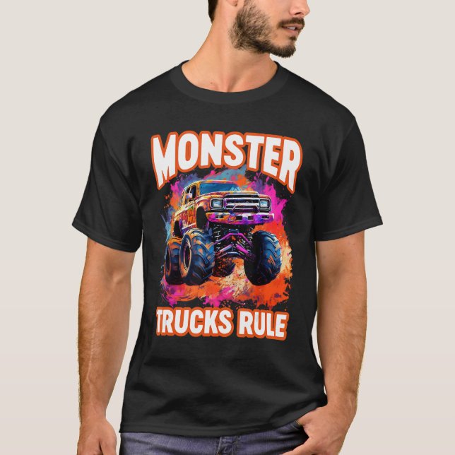 Camiseta Monster Truck Gran Carrera Retro Papá Camionero Lo (Anverso)