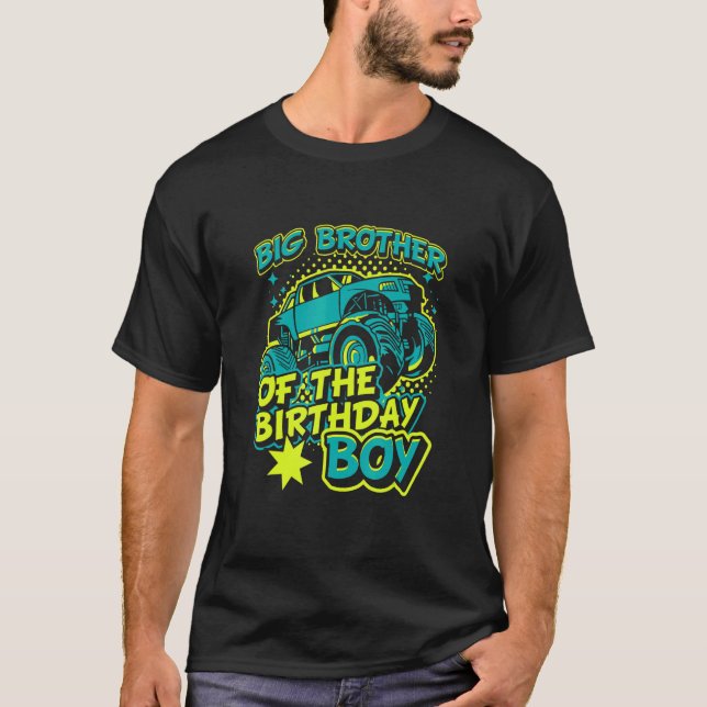 Camiseta Monster Truck Gran Hermano Del Niño De Cumpleaños  (Anverso)