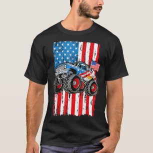 Camiseta Monster Truck Hombres Boys Bandera Estadounidense