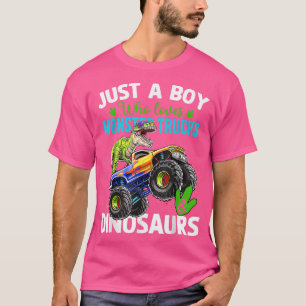 Camiseta Monster Truck Lover Boy Funny Dinosaur En La Truc