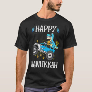 Camiseta Monster Truck Menorah Dreidel Happy Hanukkah Dinos