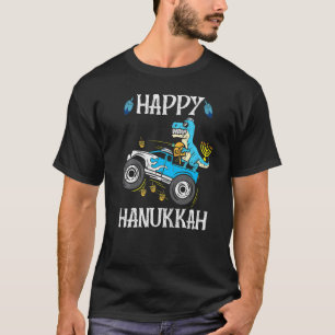 Camiseta Monster Truck Menorah Dreidel Happy Hanukkah Dinos
