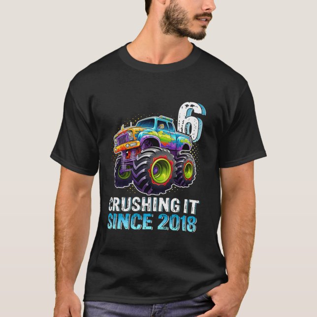 Camiseta Monster Truck Niños de 6 años Fiesta de cumpleaños (Anverso)