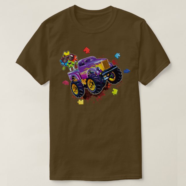 Camiseta Monster Truck Special Puzzle Autism Awareness Day (Diseño del anverso)