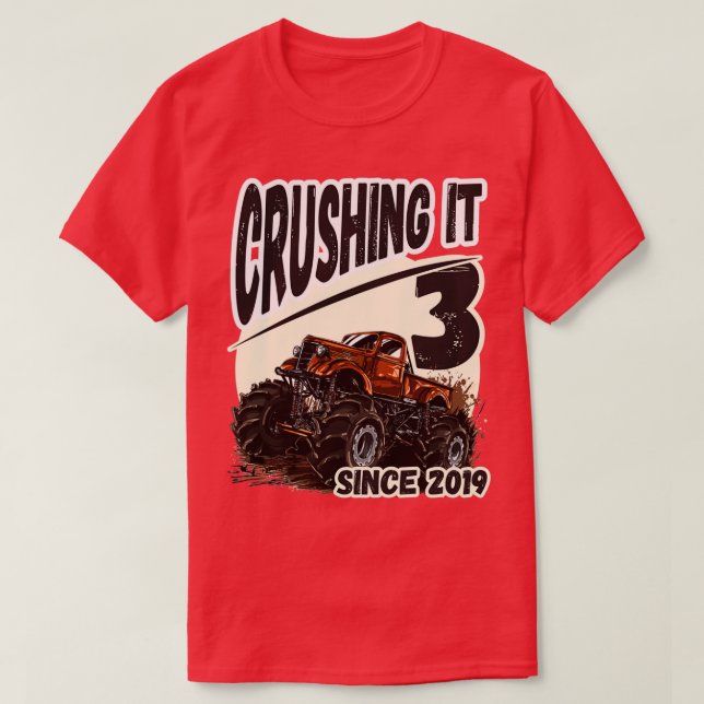 Camiseta Monster Truck tercer cumpleaños 8 (Diseño del anverso)