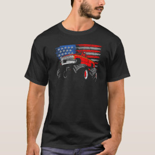 Camiseta Monster Truck Toddler Boys Bandera Americana 4 de