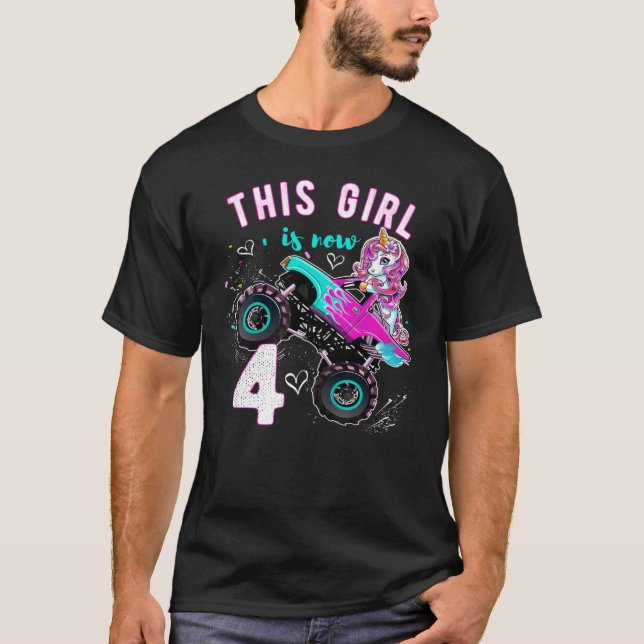 Camiseta Monster Truck Unicorn Chicas de la cuarta hija de  (Anverso)