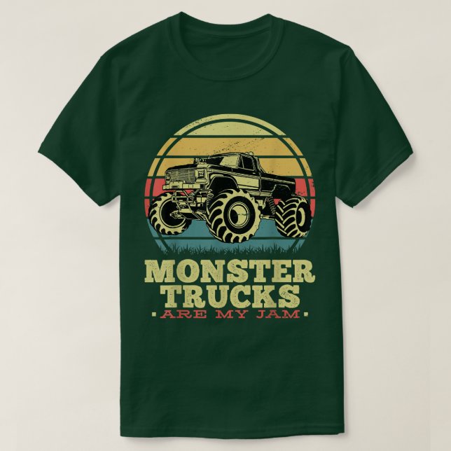 Camiseta Monster trucks are my jam retro sunset  (Diseño del anverso)