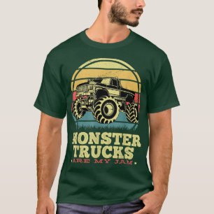 Camiseta Monster trucks are my jam retro sunset 