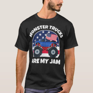 Camiseta Monster Trucks Are My Jam USA Flag Boys Toddler 5T
