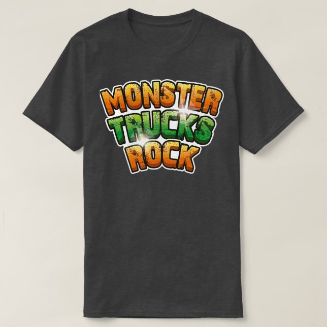 Camiseta Monster Trucos Rock Green y Rock Naranja Textos (Diseño del anverso)