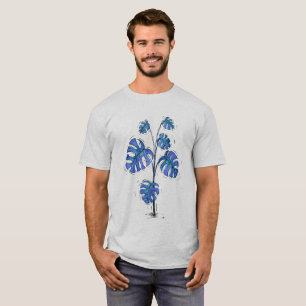 Camiseta Monstera deliciosa versión azul