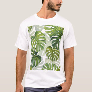 Camiseta Monstera verde acuarela tropical