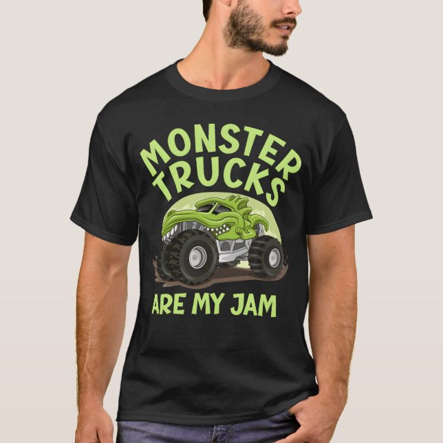 Camiseta Monsterrucks Are My Jam Birthday Boy funny (Anverso)