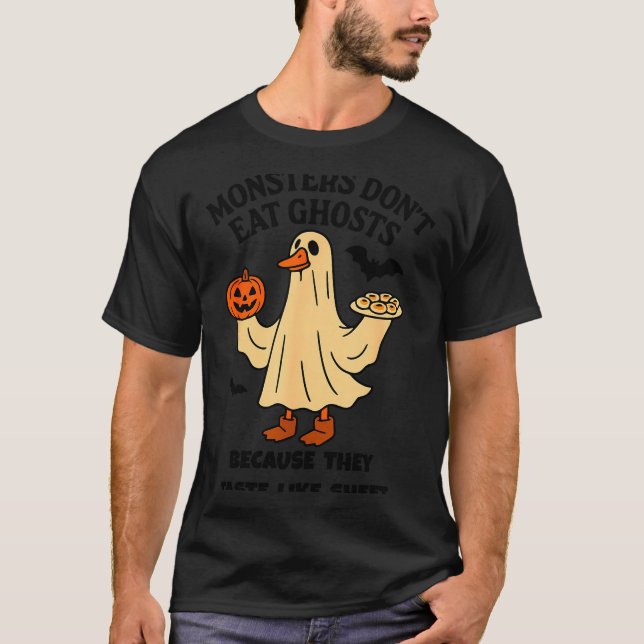 Camiseta Monsters Don't Eat Ghost Because They Taste Like S (Anverso)