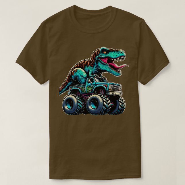 Camiseta MonsterTruck Funny Design Riding T Rex Lover Anima (Diseño del anverso)
