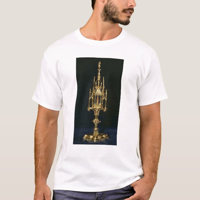 Camiseta Monstrance del relicario con el pedazo de cruz (Anverso)