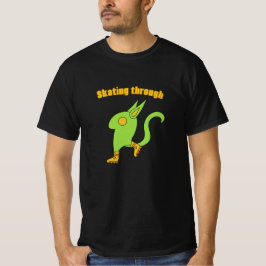 Camiseta Monstruo adorable verde sobre patines