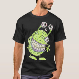 Camiseta monstruo alienígena verde de 4 ojos