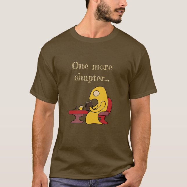 Camiseta Monstruo amarillo lindo leyendo en un café (Anverso)