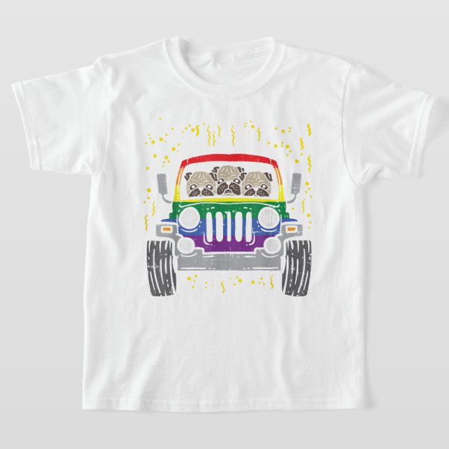 Camiseta Monstruo arcoiris Camión Pug Perro Orgullo Gay LGB (Distribución)