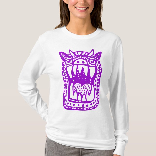 Camiseta Monstruo asustado - Púrpura (Anverso)