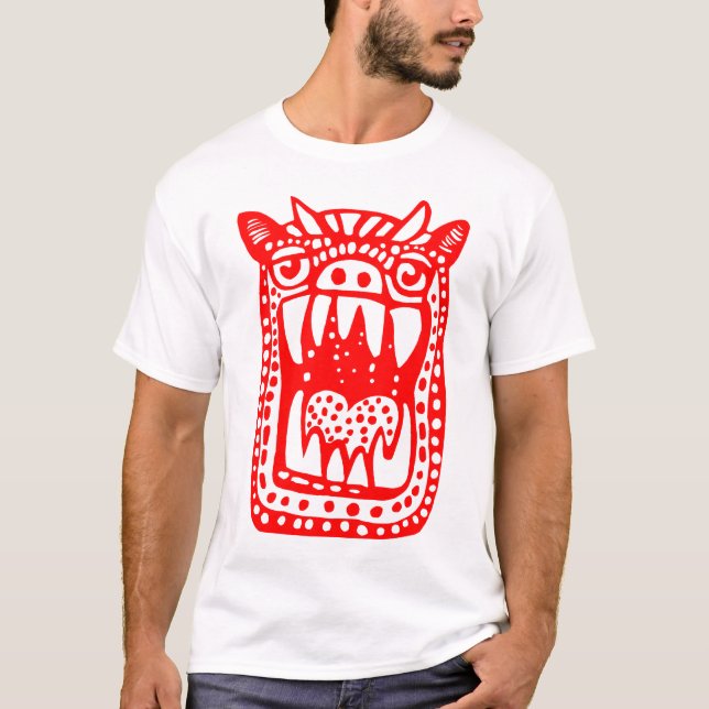 Camiseta Monstruo asustado - Rojo (Anverso)