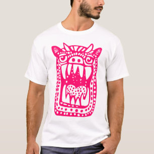 Camiseta Monstruo asustado - Rojo neón