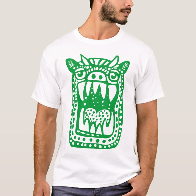 Camiseta Monstruo asustado - Verde de hierba (Anverso)