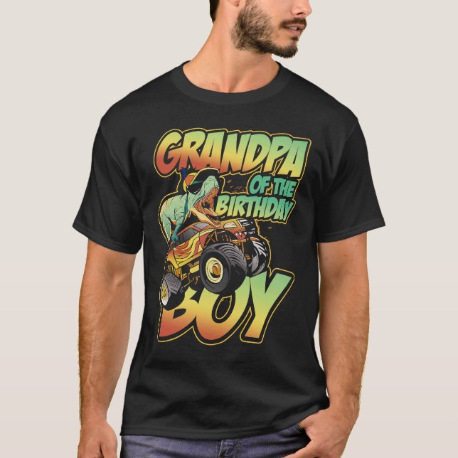 Camiseta Monstruo Camión Abuelo Del Niño De Cumpleaños (Anverso)