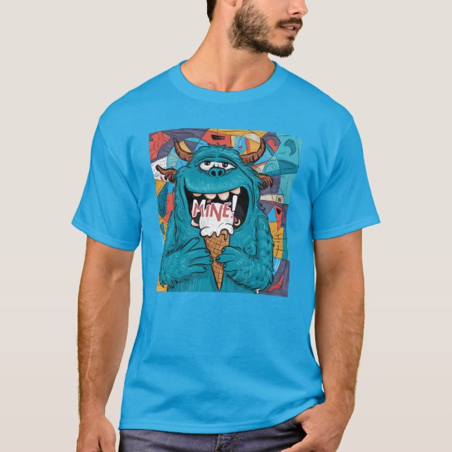 Camiseta Monstruo codicioso comiendo helado (Anverso)