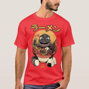 Camiseta Monstruo cute Kaiju comiendo fideos de Ramen comid