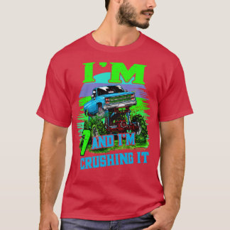 Camiseta Monstruo de aplastamiento de 7 años 77 cumpleaños