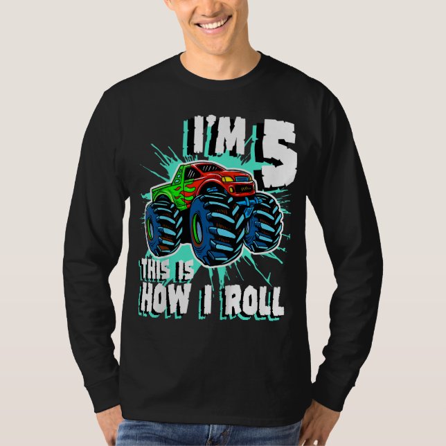 Camiseta Monstruo de camión de niño de 5 años Fiesta de cum (Anverso)