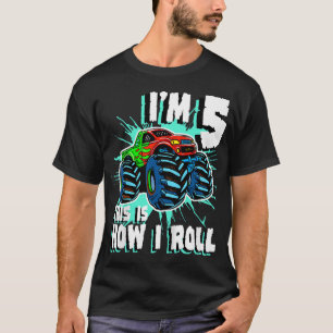 Camiseta Monstruo de camión de niño de 5 años Fiesta de cum