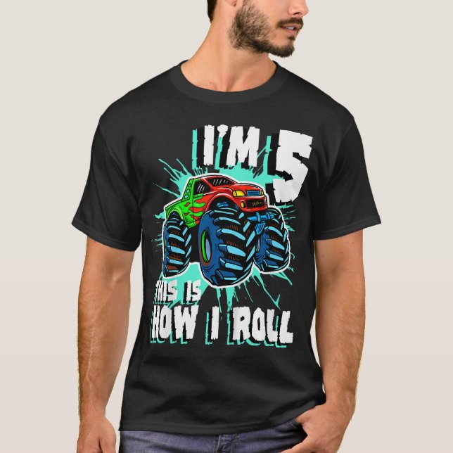 Camiseta Monstruo de camión de niño de 5 años Fiesta de cum (Anverso)