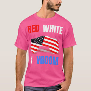 Camiseta Monstruo de camioneta roja blanca sobre la bandera
